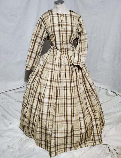 Traveling Dress - Gold, Brown, and Tan Tafetta