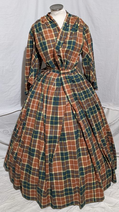 Sheer Dress - Rust, Green, and Yellow Plaid