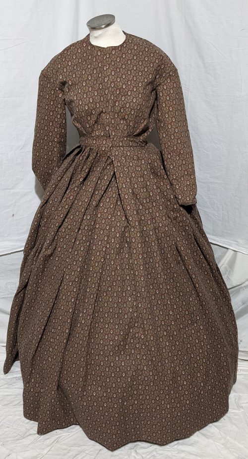 Day Dress - Brown with Cream and Orange Pattern