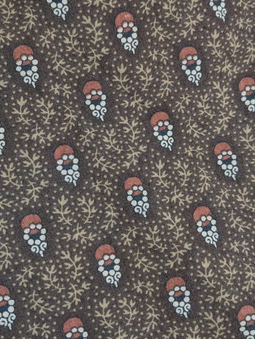 Day Dress - Brown with Cream and Orange Pattern