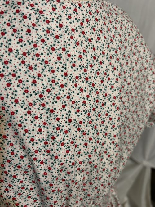 Girl's Dress - White with Red and Green Floral Design (size 6)