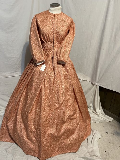Day Dress - Peach and Ivory with Cream and Red Accents (size 28/30)