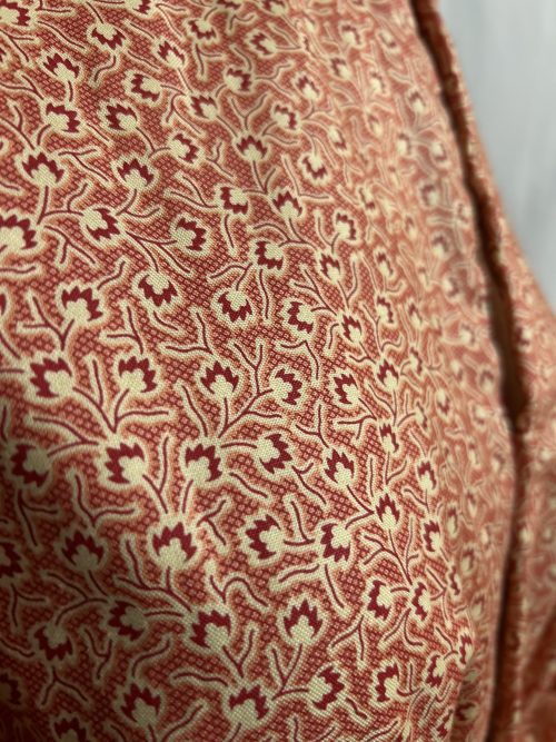 Day Dress - Peach and Ivory with Cream and Red Accents (size 28/30)